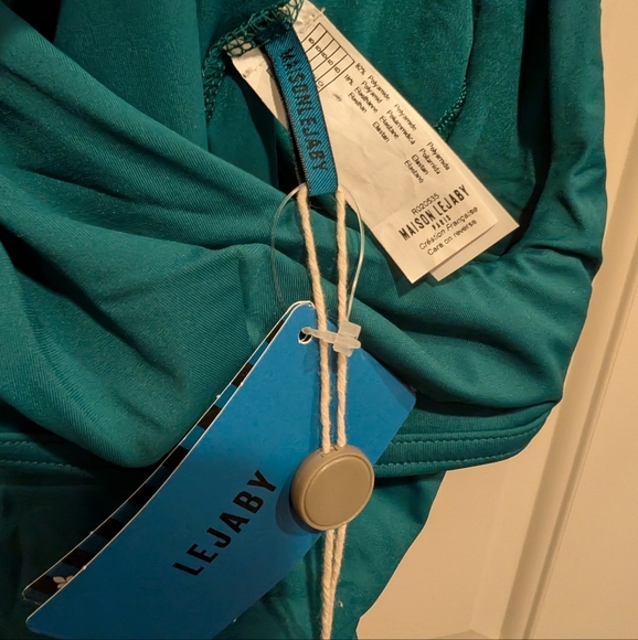 MAISON LEJABY Norma Jeane Knotted One-piece Teal One-Piece Swimsuit Bow Straps - Picture 5 of 8